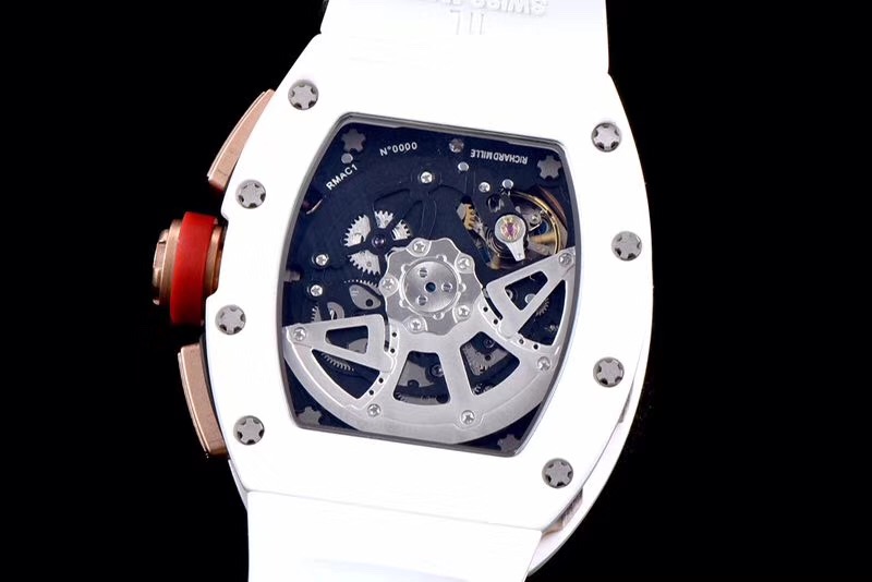 Richard Mille Replica RM 011 White Strap Open Face Red Digital Dial