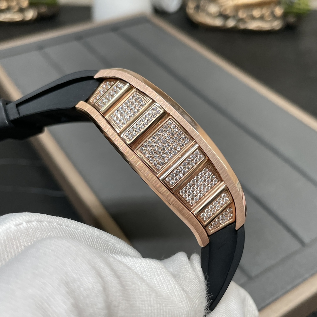 Swiss Richard Mille RM 51-01 Replica Tiger And Dragon Michelle Yeoh Watch with Diamond Bezel And Black Rubber Strap