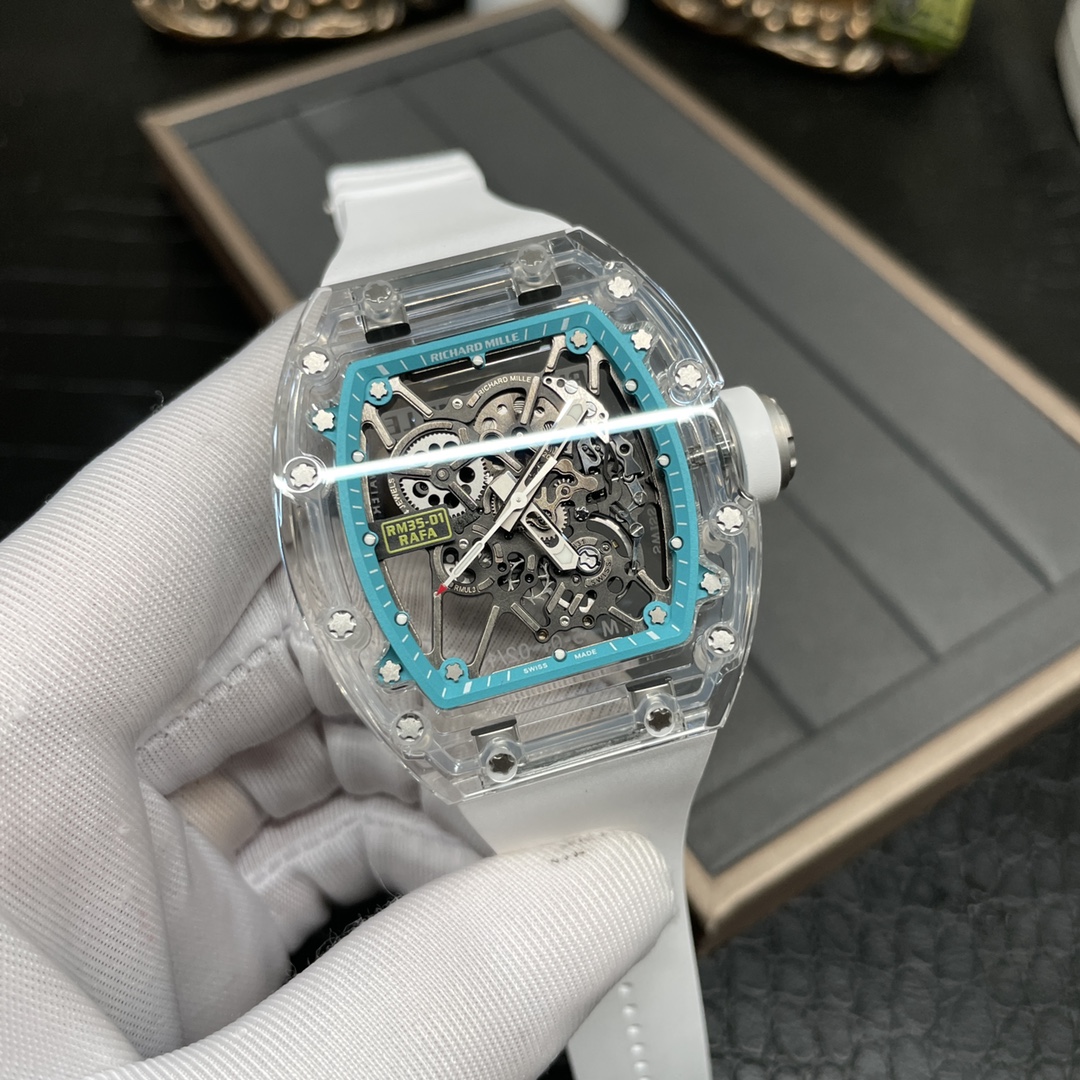 Replica Richard Mille RM 35-01 Rafael Nadal Watch – Swiss Tourbillon Movement, Skeleton Dial, Crystal Glass Case