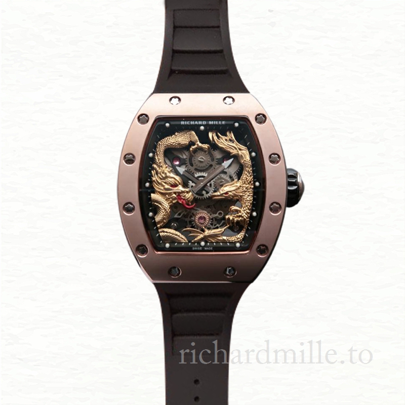 Richard Mille RM57-01 Mechanical Men Gold Dragon and Phoenix Dial Stainless Steel