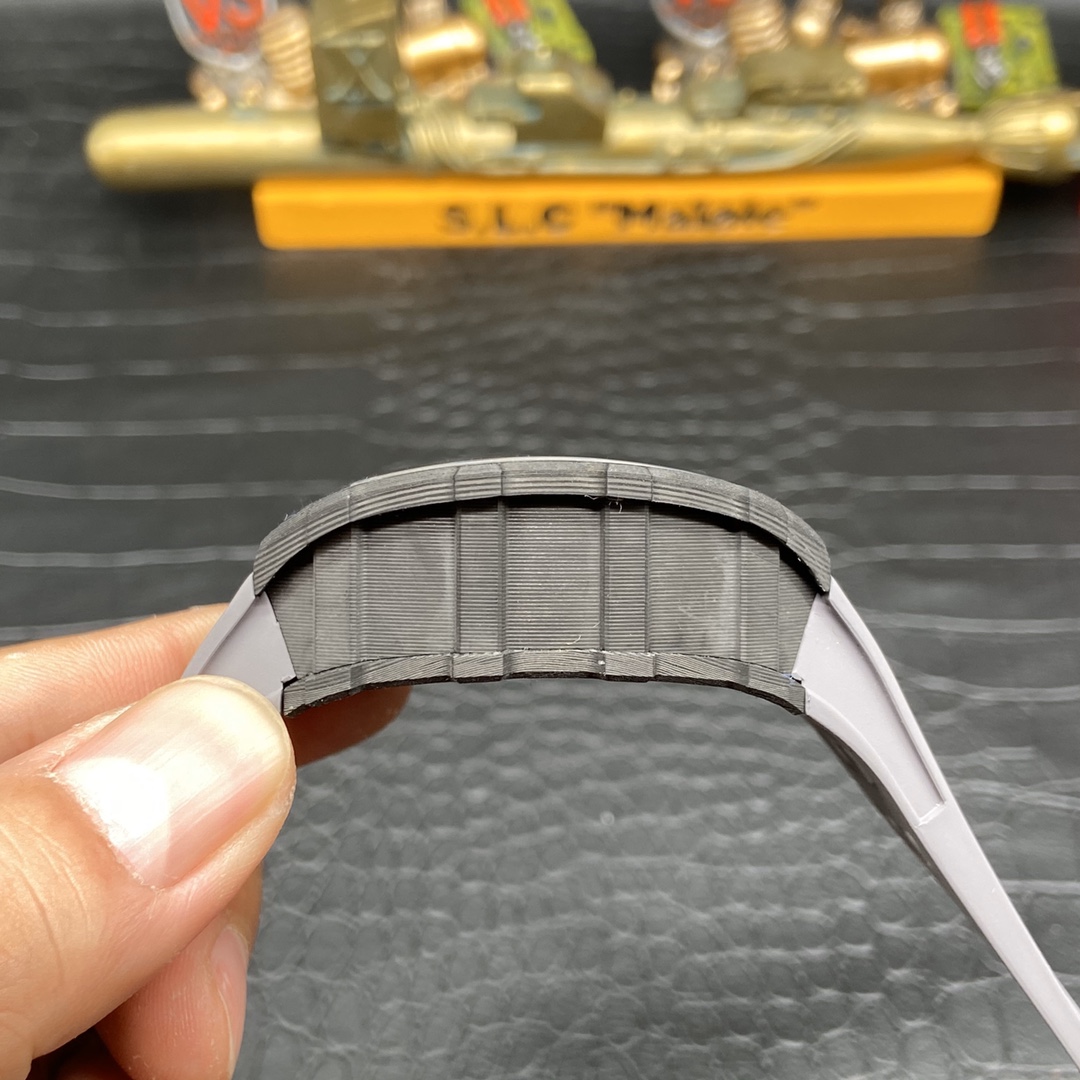 Swiss Richard Mille RM 11 Replica – 49mm Carbon Case, Skeleton Dial, Grey Rubber Strap