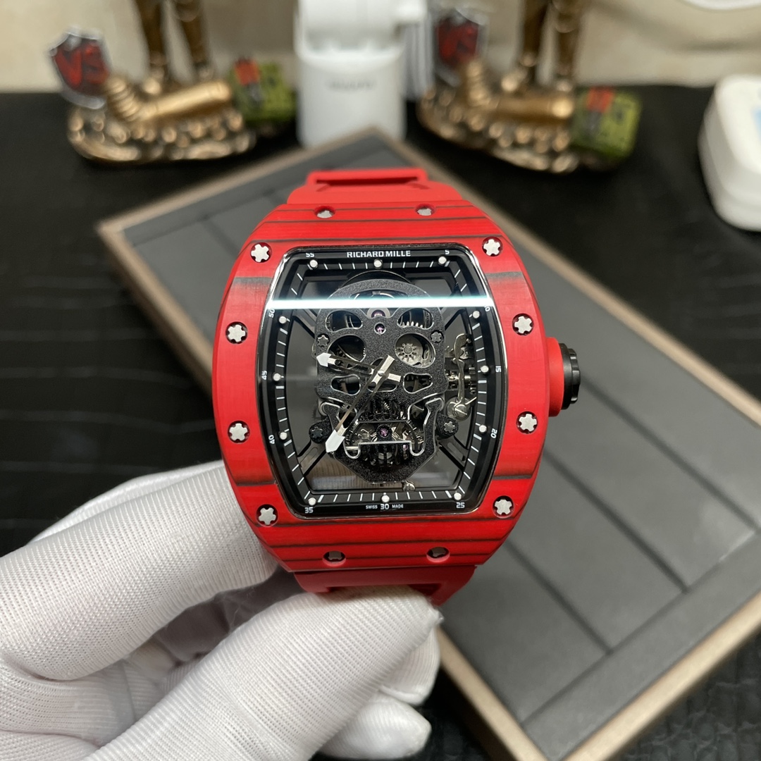 Replica Richard Mille RM 52-01 Skeleton Skull Dial Men's Watch – Swiss Movement, Red Carbon Case