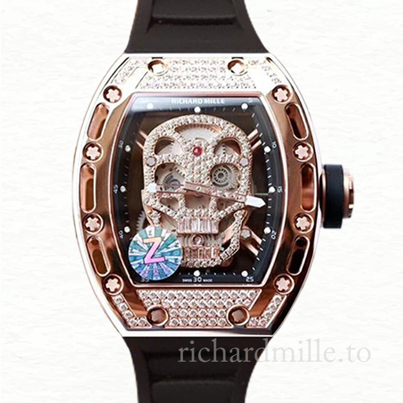 Richard Mille RM052 Mechanical Men Watch Rose Gold Skull Dial