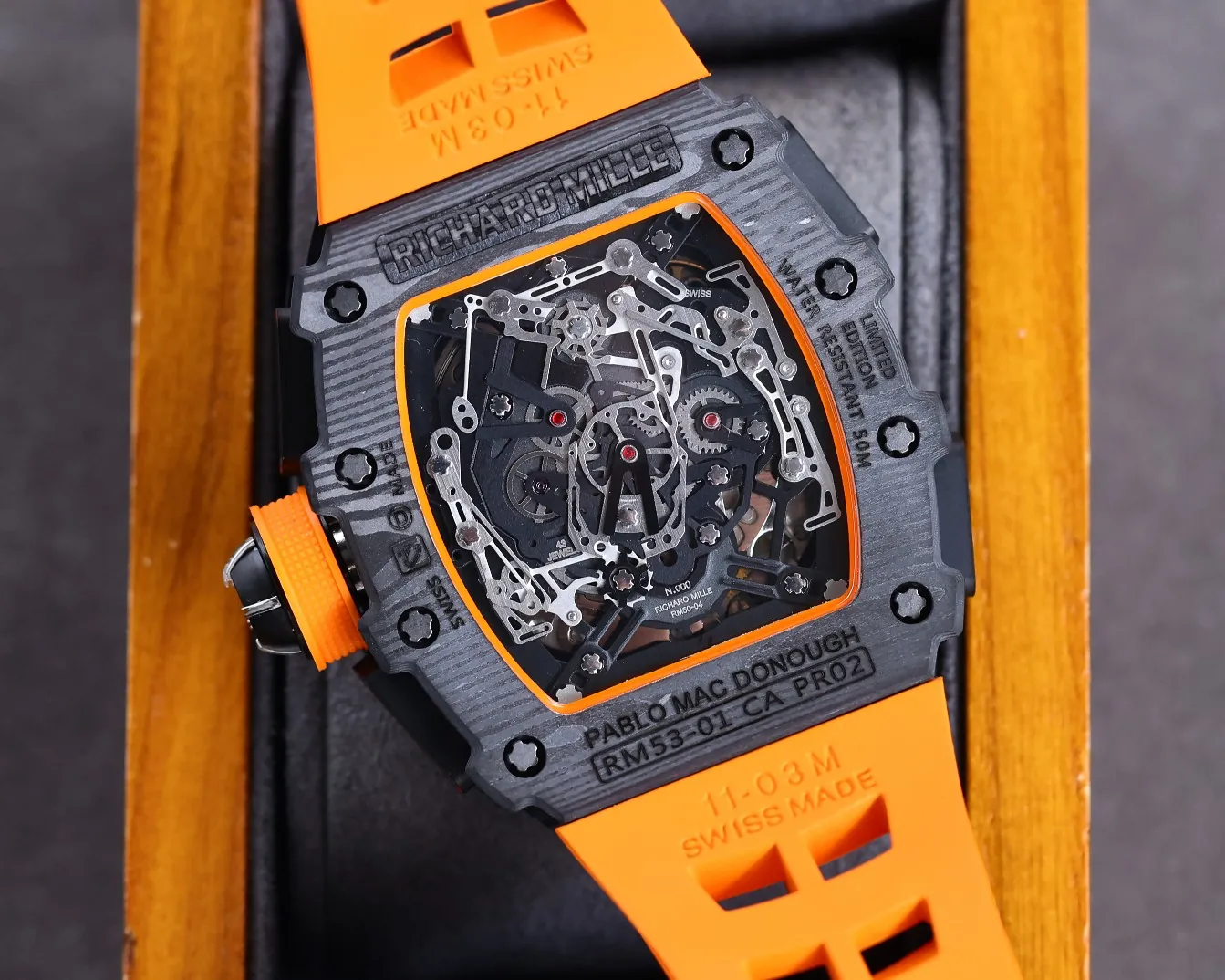 Richard Mille RM 50-03 McLaren Replica Tourbillon Chronograph – Super Clone Carbon Fiber Luxury Watch