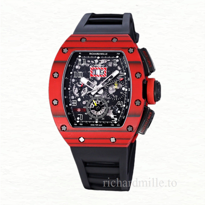 Richard Mille RM 011 Automatic Men Watch Transparent Dial Ceramics Bezel
