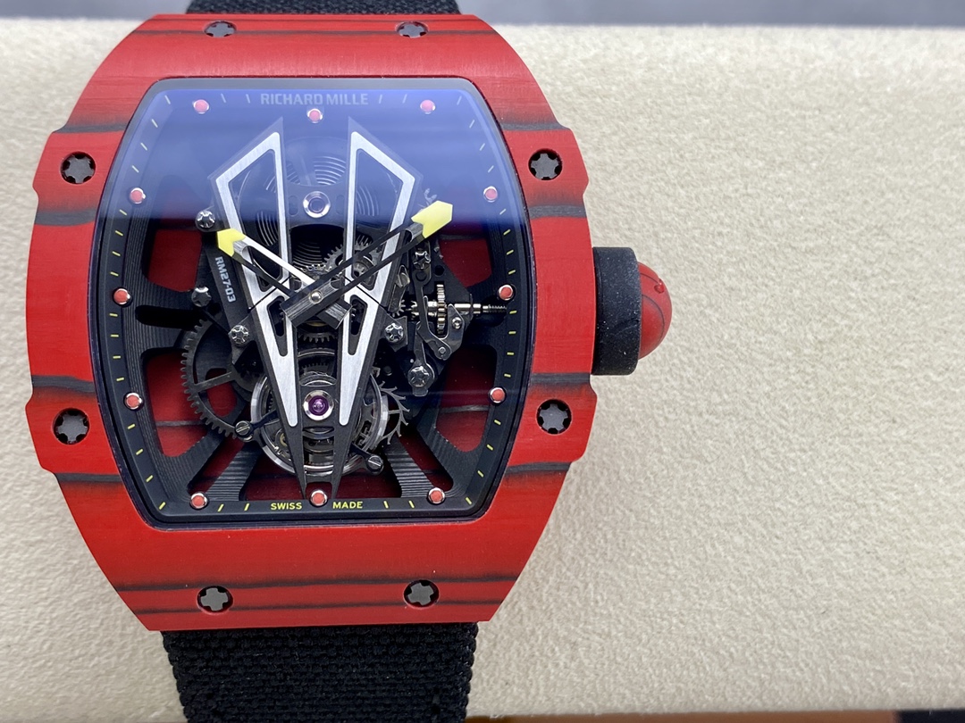 Richard Mille RM 027-03 Tourbillon Rafael Nadal Red TPT Quartz Ultra Light Skeleton Replica Watch