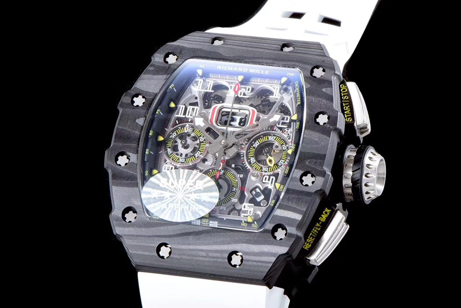Richard Mille Replica RM 011 White Strap Carbon Fiber Bezel