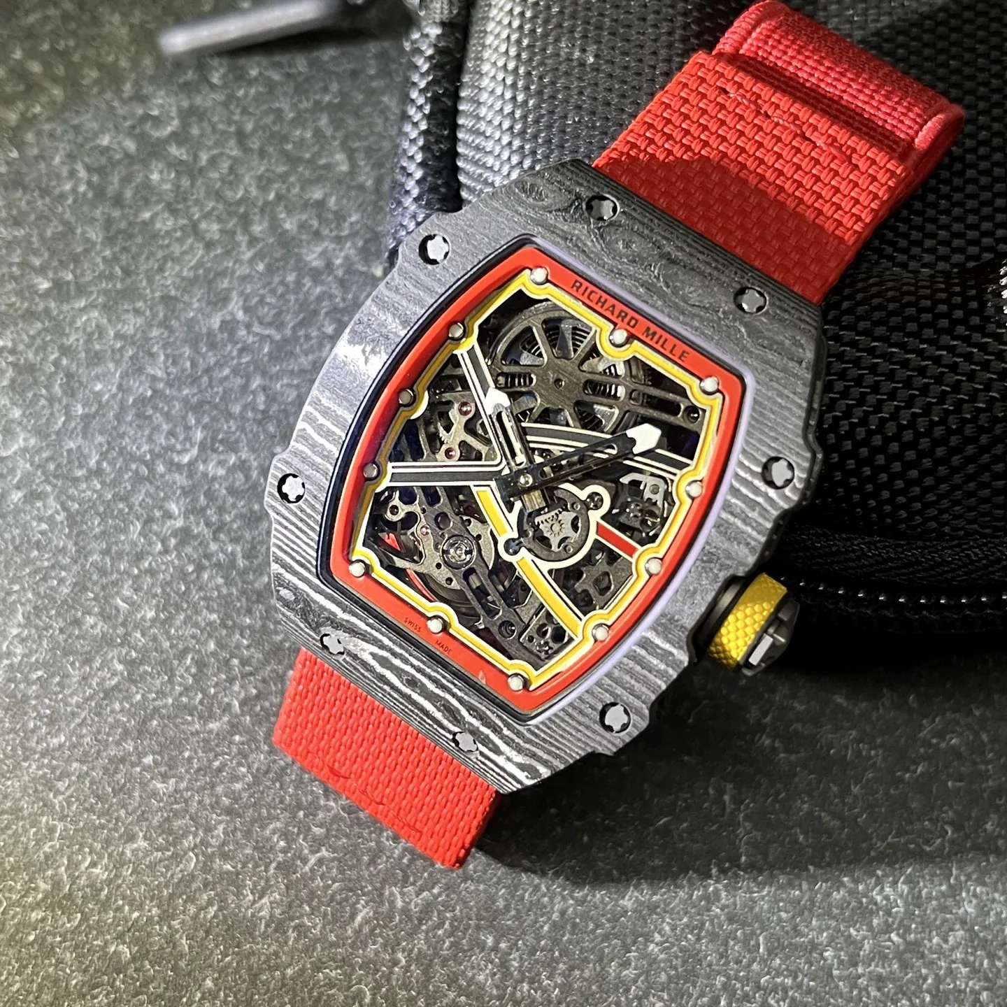 UMI RM 67-02 Alexander Zverev Skeleton Red Dial Red Strap Carbon Fiber Sports Replica Watch