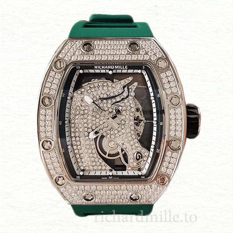 Richard Mille RM52-02 Mechanical Men Watch Rubber Band Diamond Bezel