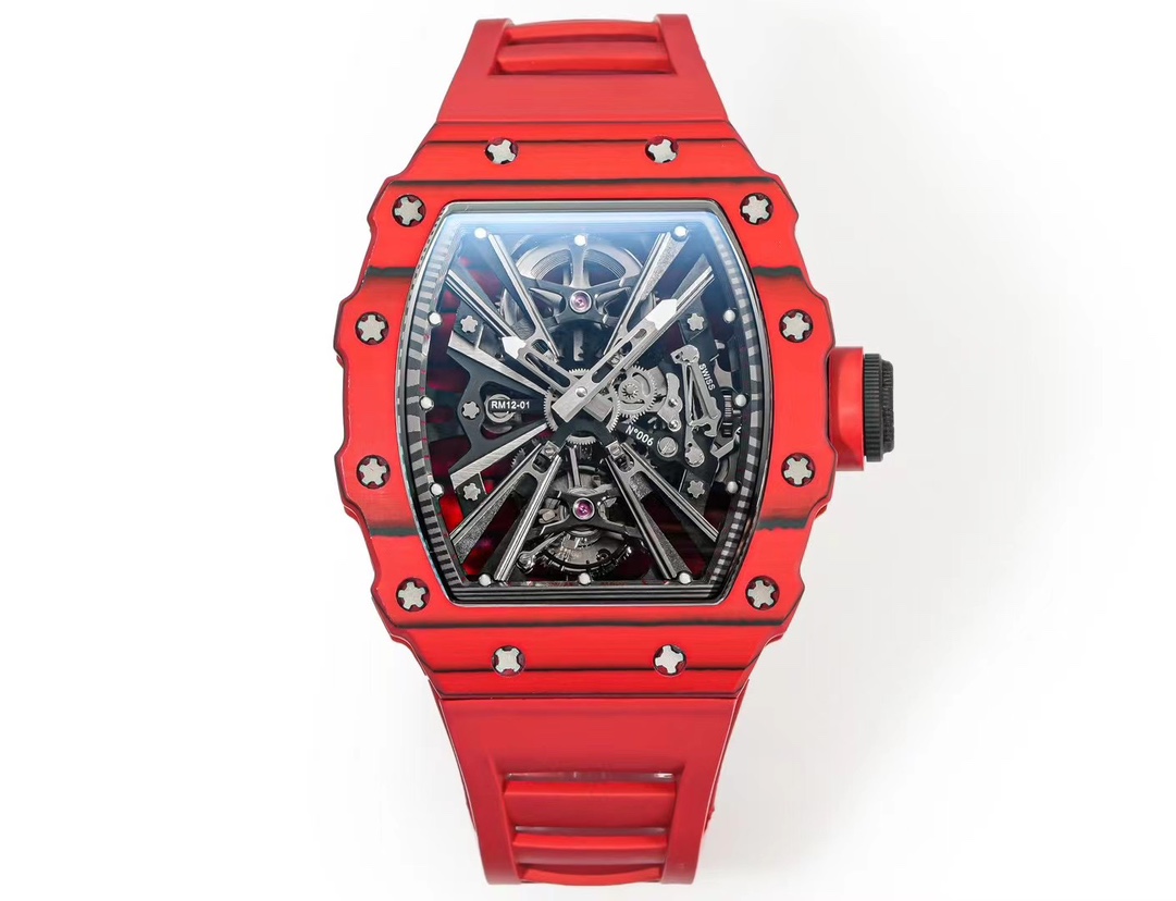 Replica Richard Mille RM 12-01 Tourbillon Watch For Stylish Men – Luxurious Red Carbon Fiber Case