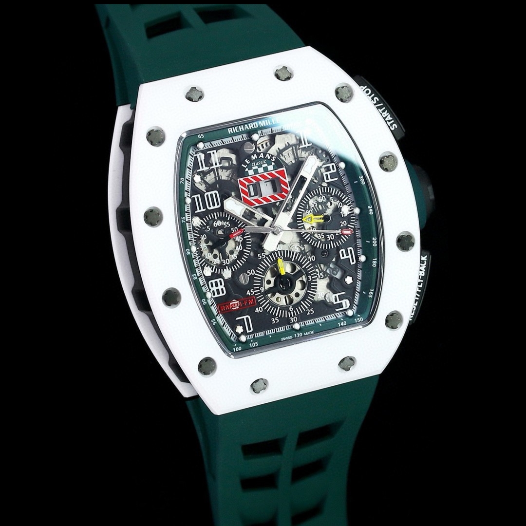 Luxury Replica Richard Mille RM 011 Massa Flyback Chronograph – Swiss Movement, Green Rubber Strap