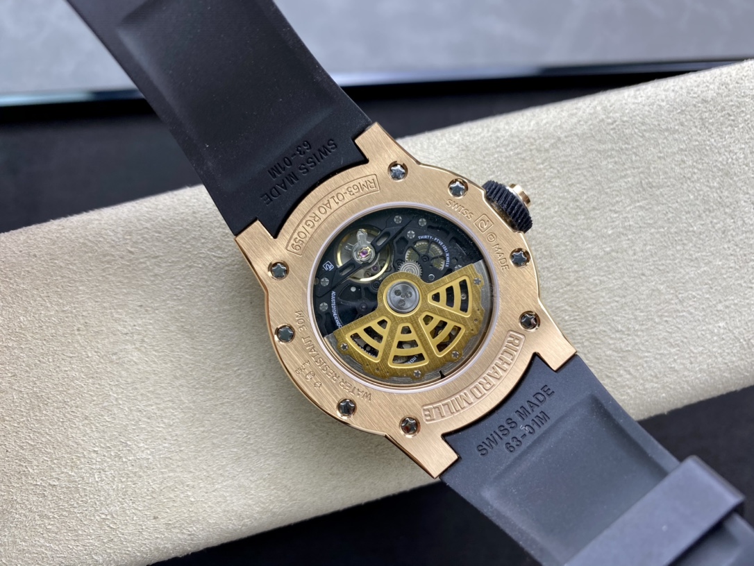 Richard Mille RM 63-01 Dizzy Hands Replica Rose Gold Swiss Watch – Elegant Skeleton Dial, Premium Finish