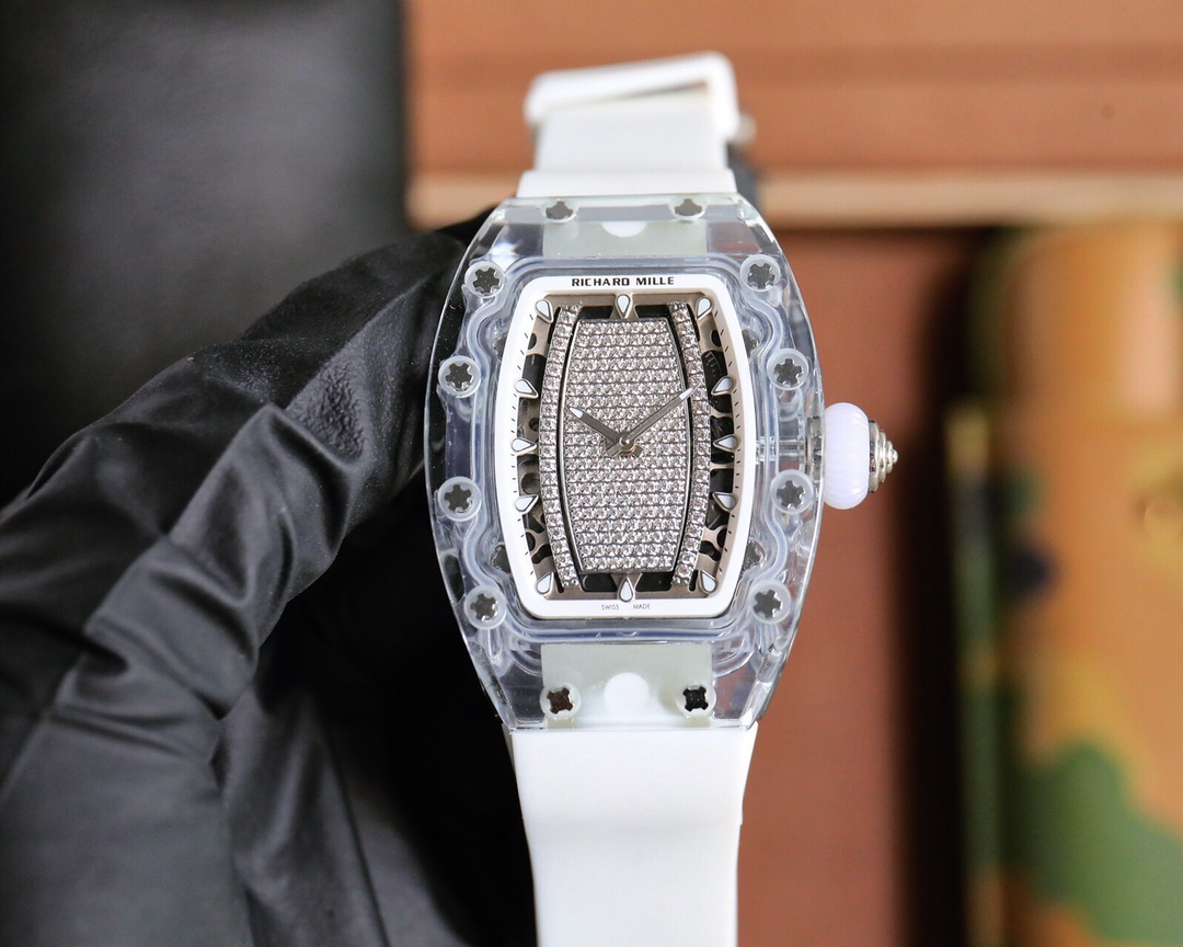Super Clone Richard Mille RM 07-02 Replica Diamond Pavé Dial Sapphire Crystal Case Women's Watch