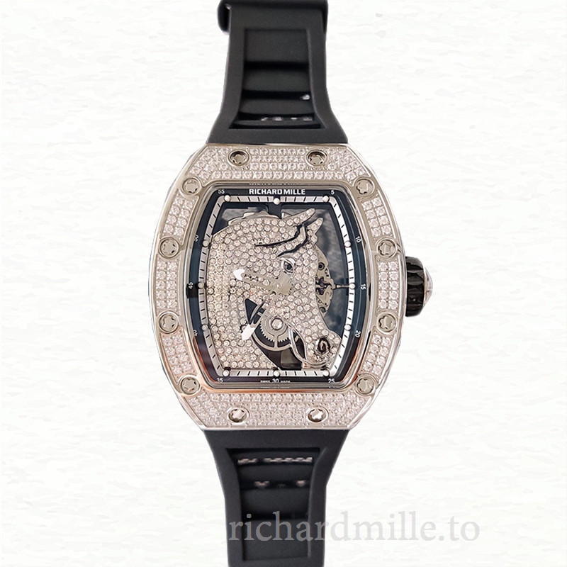 Richard Mille RM52-02 Mechanical Men Rubber Band Horse Dial Diamond Bezel