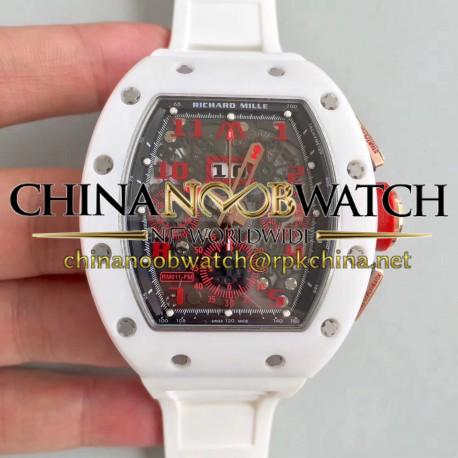 RM011-FM Felipe Massa Flyback Dubai Chrono KVF White Ceramic Black &amp; Red Skeleton Dial Swiss 7750