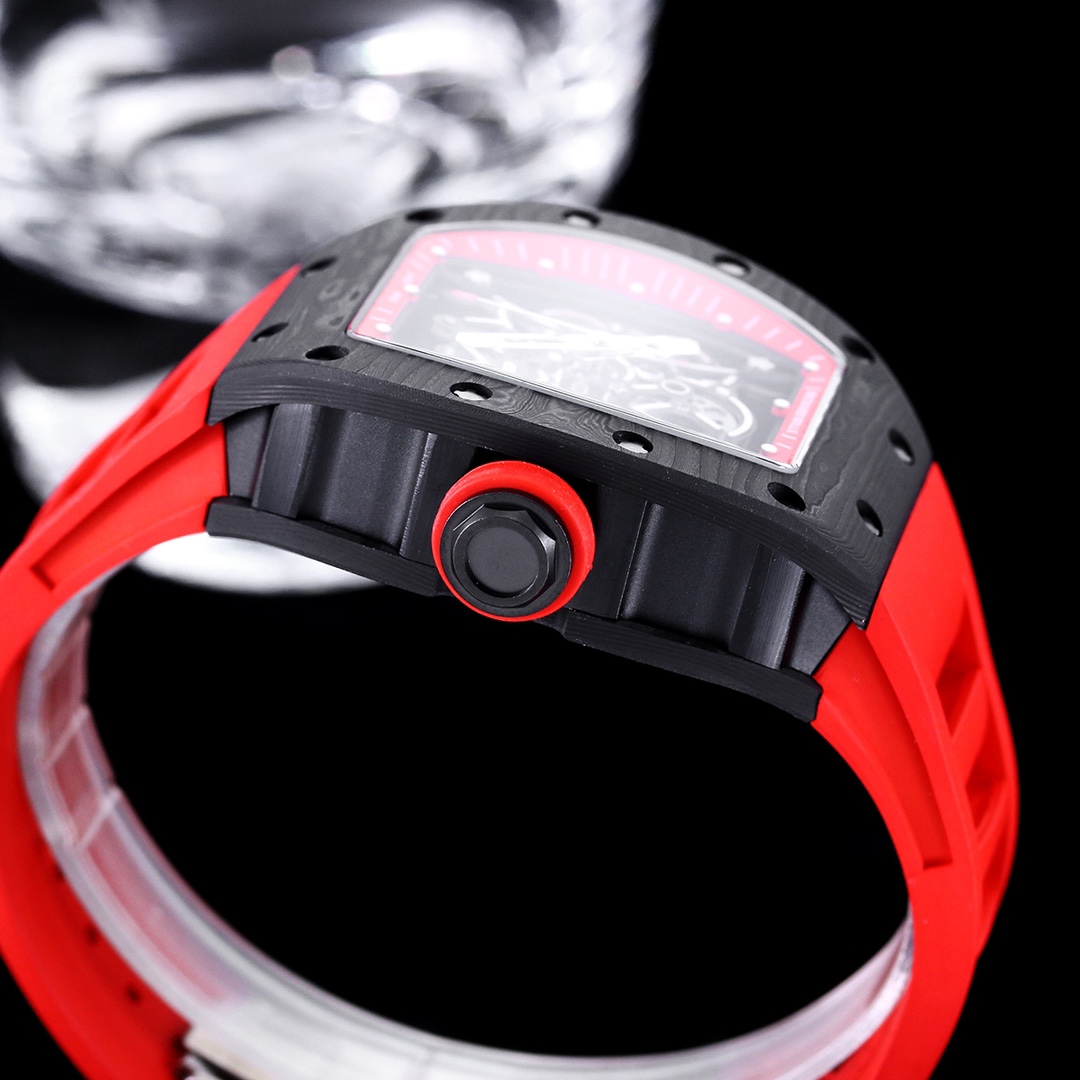 Swiss Replica Richard Mille RM 055 NTPT Carbon Watch With Red Strap – Sporty, Luxurious, and Precision Engineered