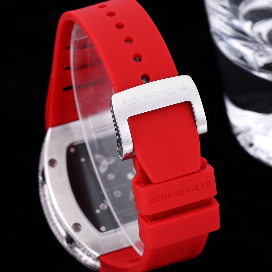 Luxurious Richard Mille RM 026 Replica Watch – Swiss Movement, Diamond-Set Steel Case, Red Rubber Strap For Elegance