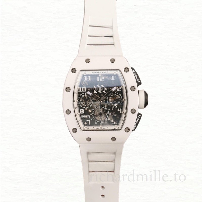 Richard Mille RM011 Men Automatic Ceramics Bezel Transparent Dial Watch