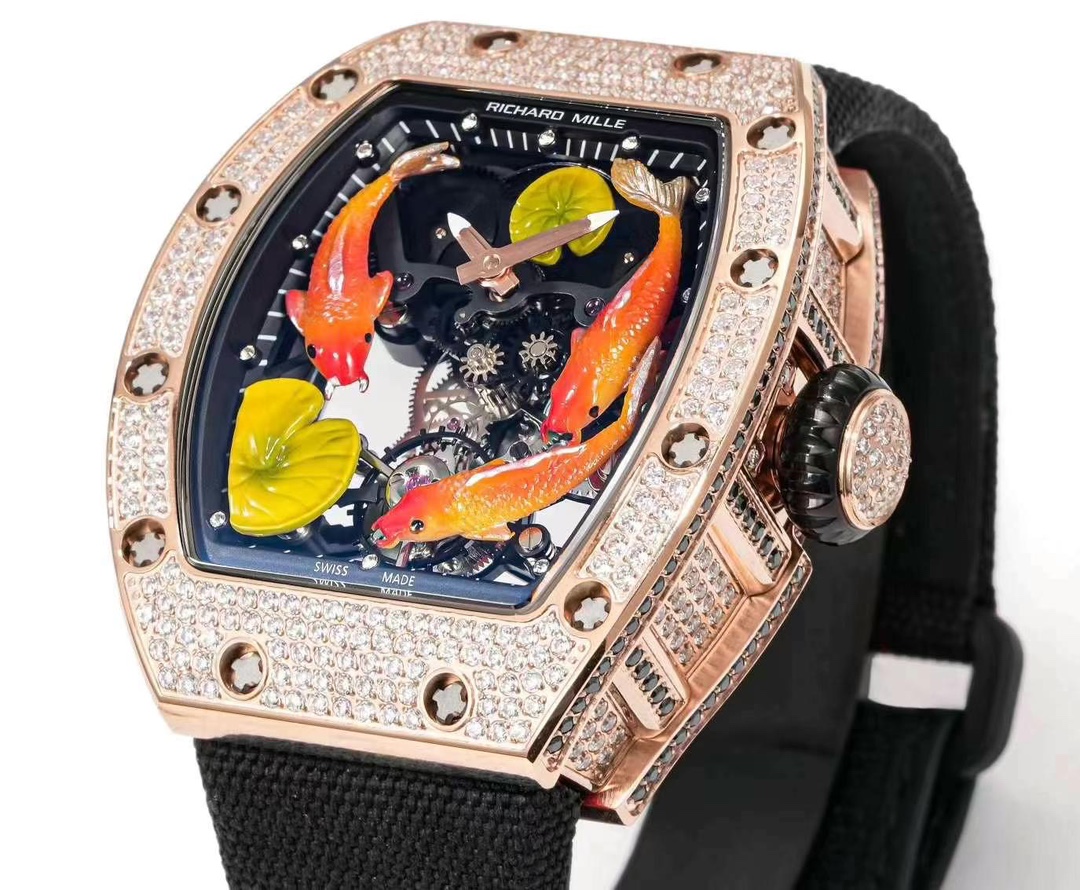 Replica Richard Mille RM S10 Koi Tourbillon Watch - Rose Gold & Diamond