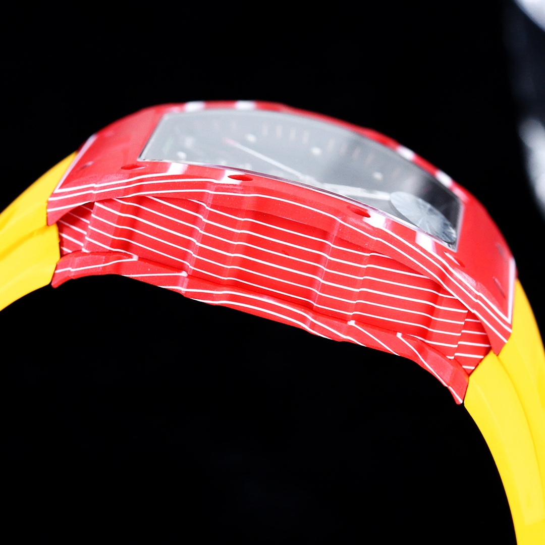 Premium Swiss Richard Mille RM 35-02 Replica Rafael Nadal Tourbillon Watch, Carbon Fiber Case, Yellow Strap