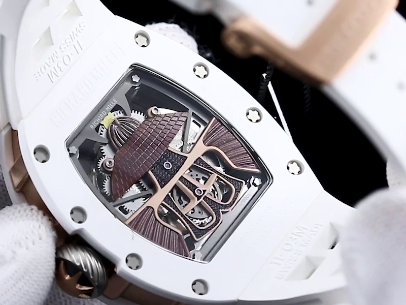 Swiss Replica Richard Mille RM 047 Samurai Skeleton Tourbillon Watch With White Rubber Strap – Exquisite Design