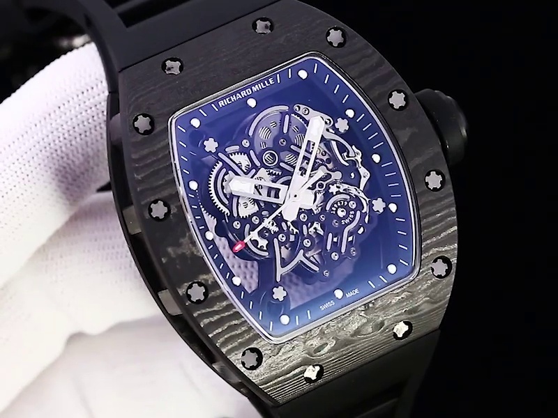 Premium Richard Mille RM 055 Bubba Watson Replica Watch – Swiss Movement, Carbon Fiber Case, Skeleton Dial