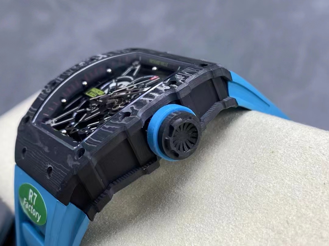 Replica Richard Mille RM 35-02 Swiss NTPT Carbon Fiber Case, Blue Rubber Strap Watch