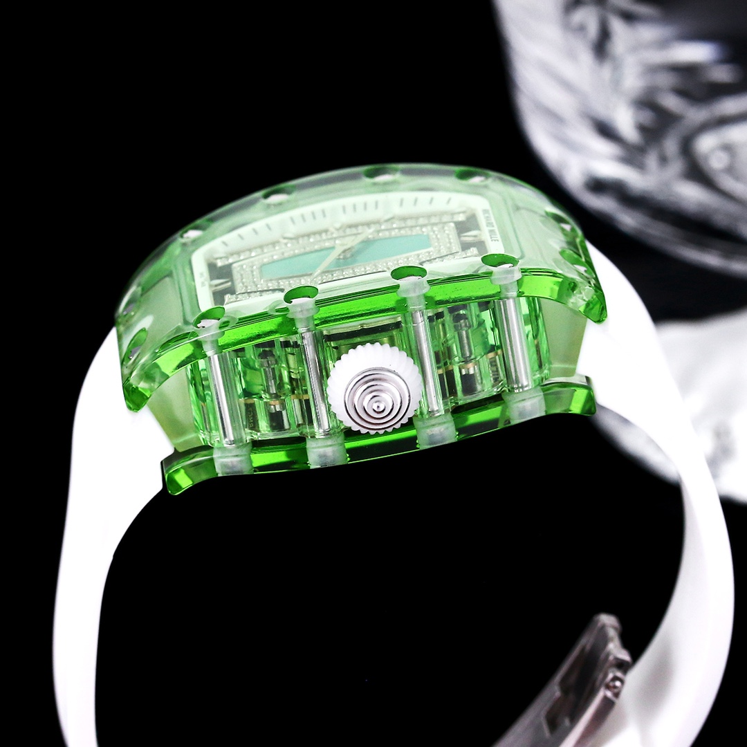 Luxury Replica Richard Mille RM 07-02 Ladies Diamond Green Bezel Watch For Elegant Women