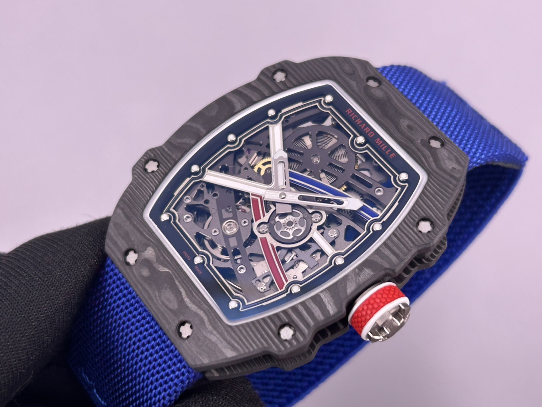 Richard Mille RM 67-02 Sebastian Ogier Replica Swiss Extra Flat Watch For Men – Skeleton Dial with Blue Nylon Strap