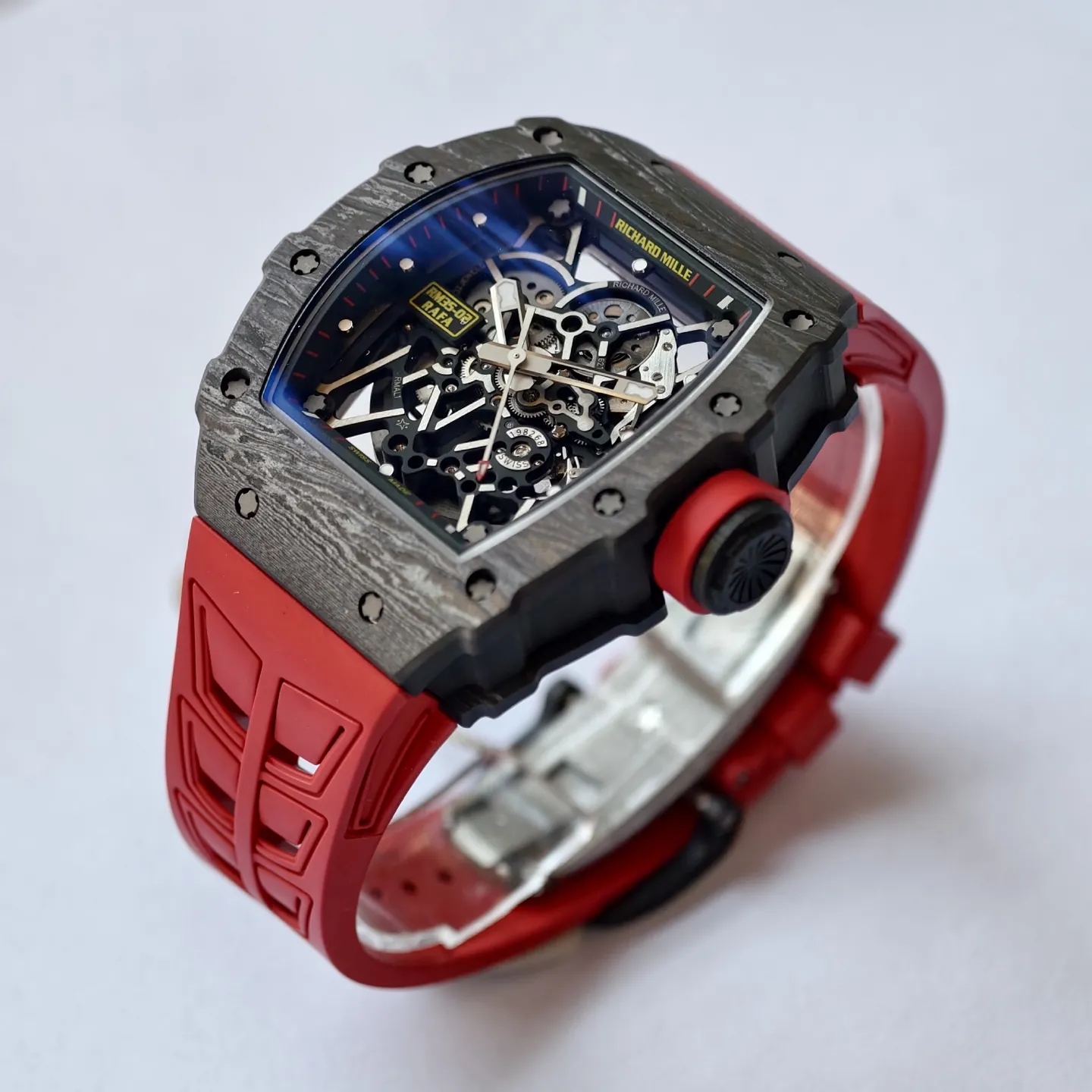 UMI Richard Mille RM 35-02 Rafael Nadal Carbon TPT Super Clone Watch - Red Strap