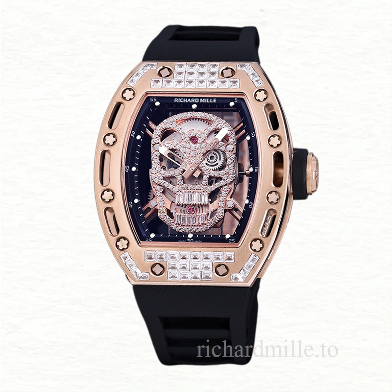 Richard Mille RM 052 Men Automatic Diamonds Skull Dial Watch