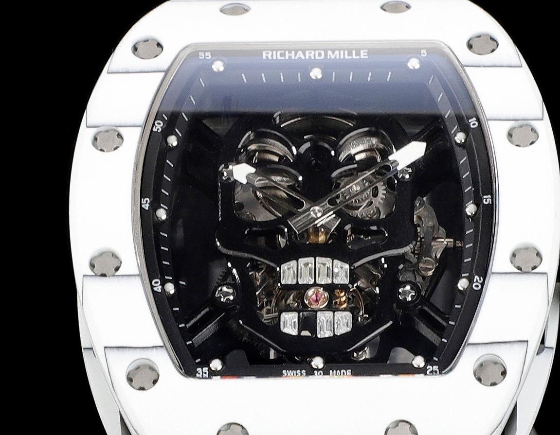 Richard Mille RM52-01 Skull Tourbillon Super Clone Replica Watch White Carbon TPT Skeleton Dial