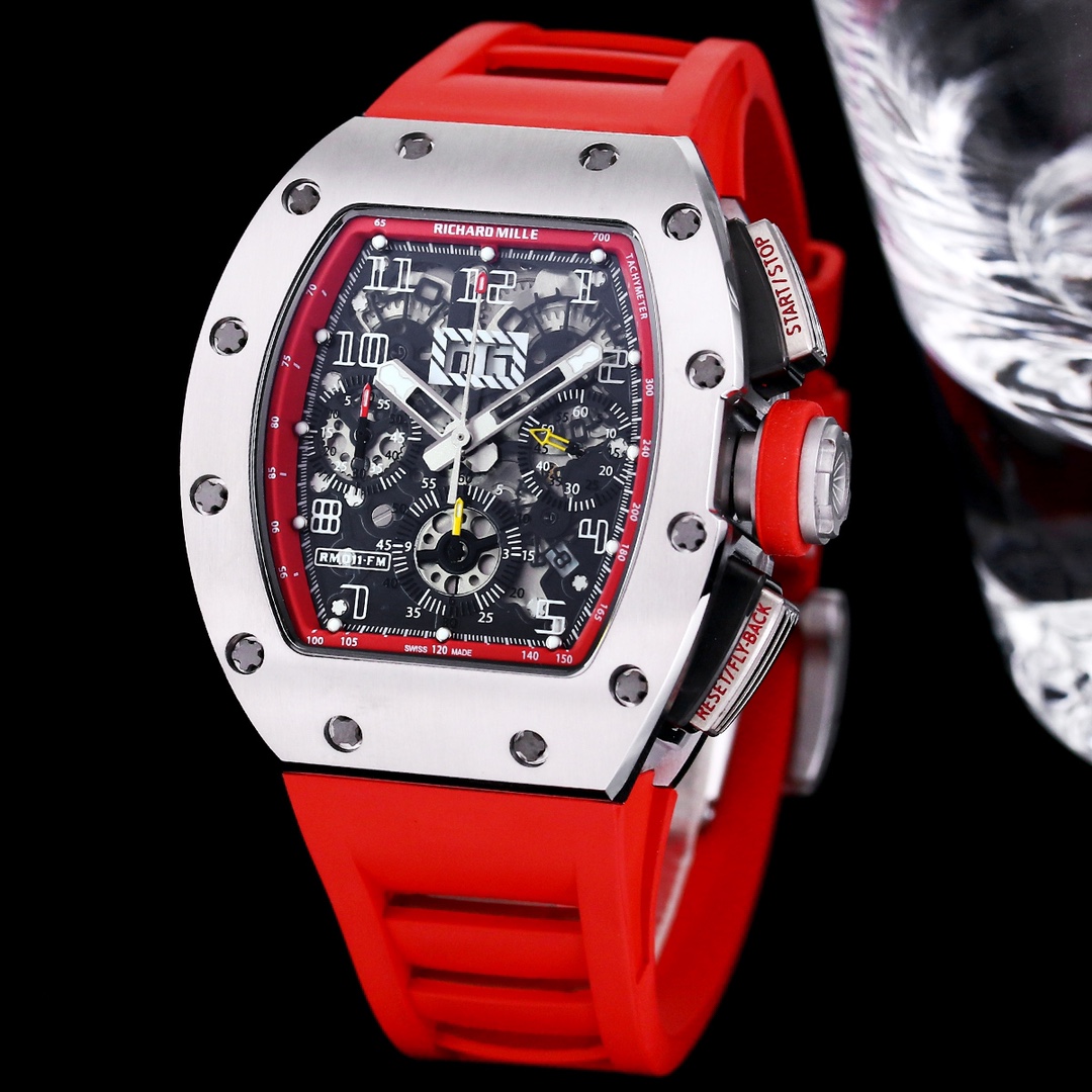 Richard Mille RM 011-FM Replica – Red Rubber Strap &amp; Precision Swiss Movement For Elite Style