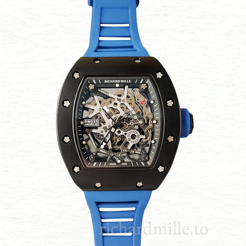 Richard Mille RM35 Men Mechanical Rubber Band Skeleton Dial