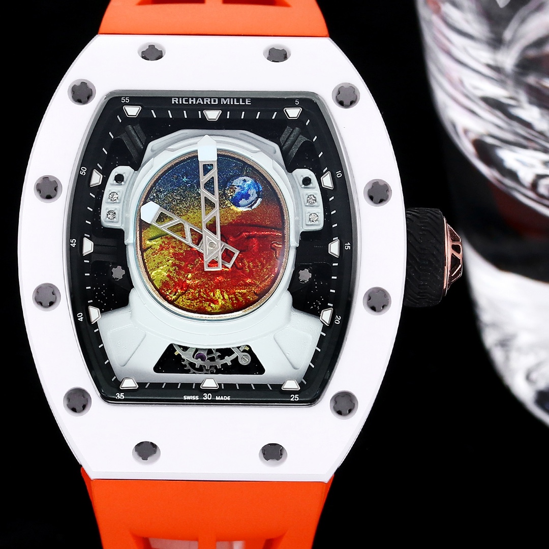 Swiss Richard Mille RM 52-05 Replica Pharrell Williams Limited Edition Watch – White Ceramic Case, Orange Strap