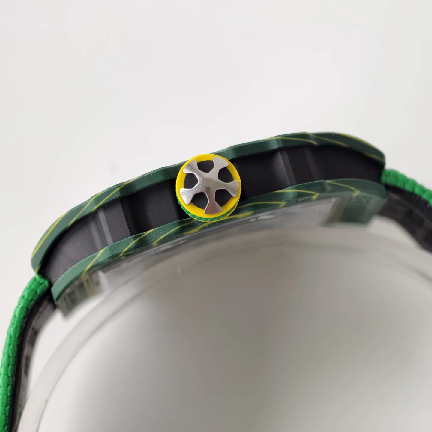 UMI RM 67-02 Van Niekerk Green Carbon Yellow Bezel Green Fabric Strap Replica Watch