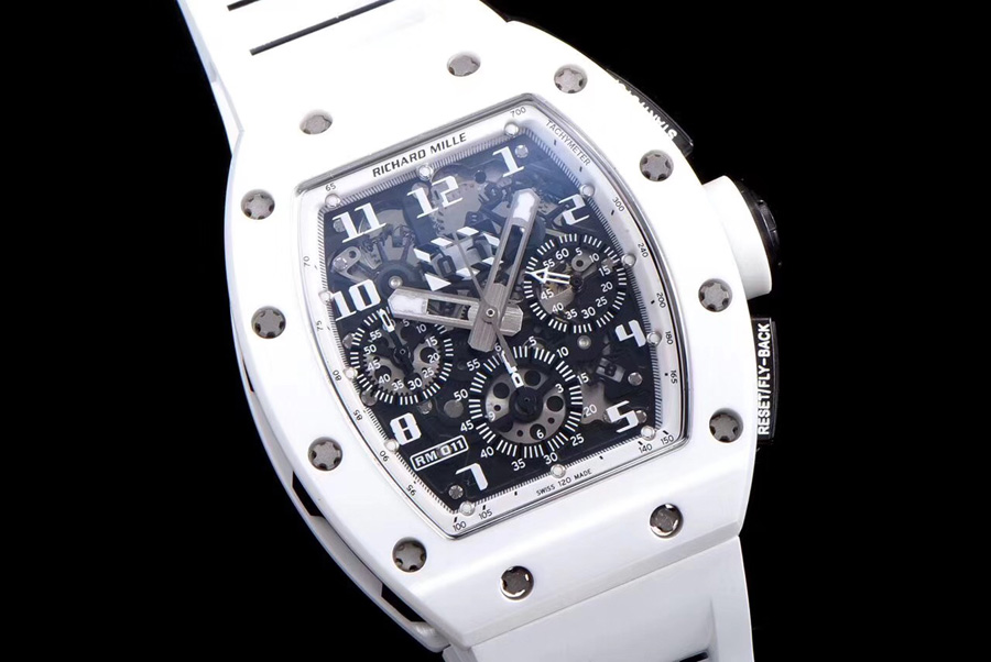 Richard Mille Replica RM 011 White Strap White Dial With Openwork Face
