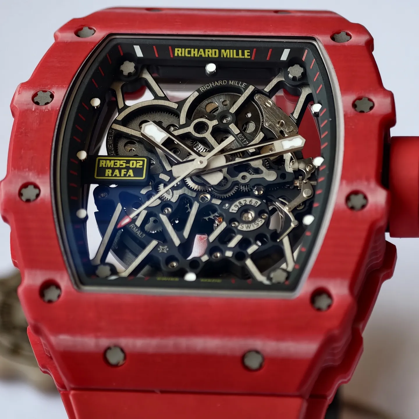 UMI RM 35-02 Rafael Nadal Red Quartz TPT Case Red Rubber Strap Replica Watch