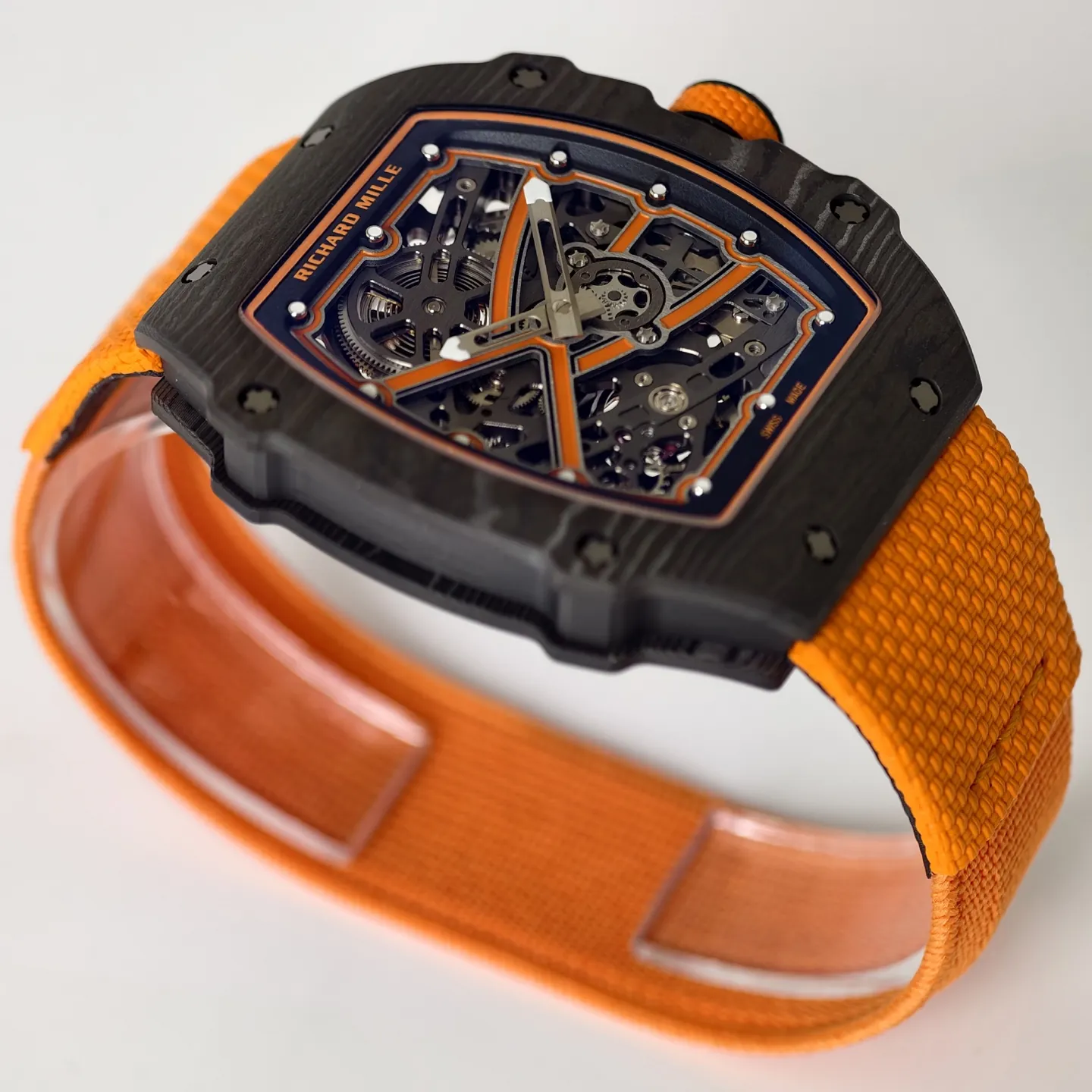 UMI Richard Mille RM 67-02 McLaren Lando Norris Black Carbon TPT Orange Fabric Strap Replica Watch