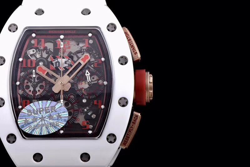 Richard Mille Replica RM 011 White Strap Open Face Red Digital Dial