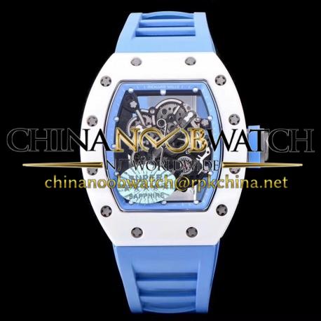 RM055 KVF V2 White Ceramic Blue Skeleton Dial M8215