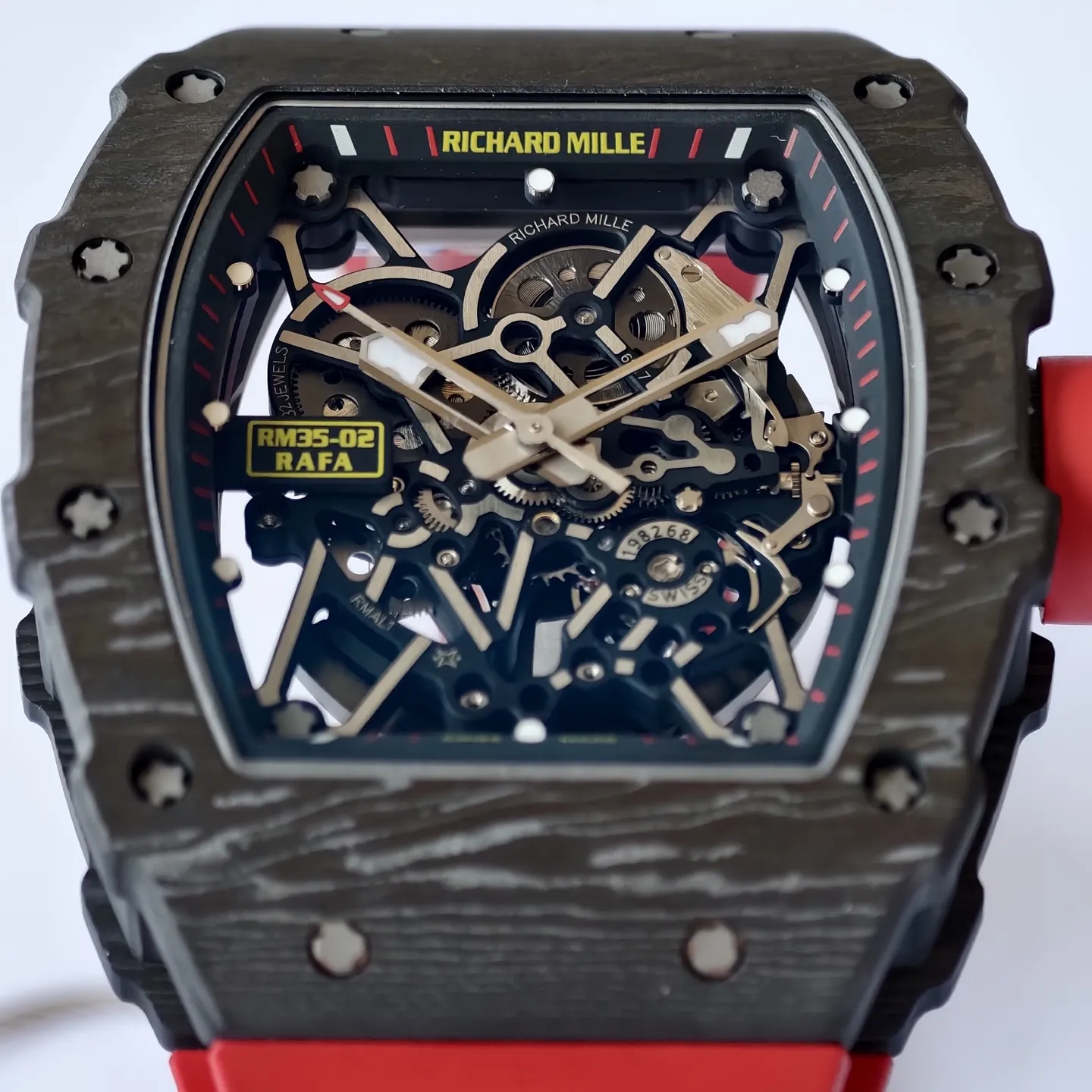 UMI Richard Mille RM 35-02 Rafael Nadal Carbon TPT Super Clone Watch - Red Strap
