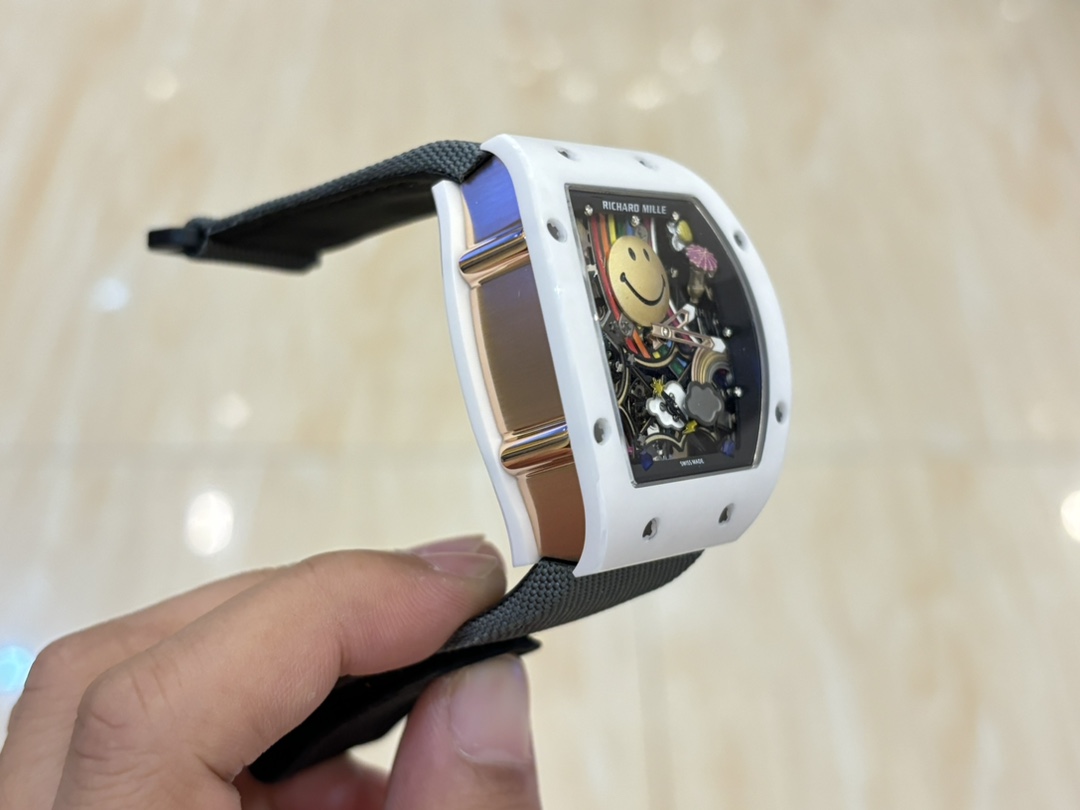 Richard Mille RM 88 Replica – White Ceramic, Black Strap, Swiss Tourbillon Look