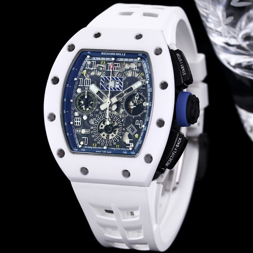 Men’s Richard Mille RM 011 Replica Chronograph Watch – White Ceramic Case With Skeleton Dial
