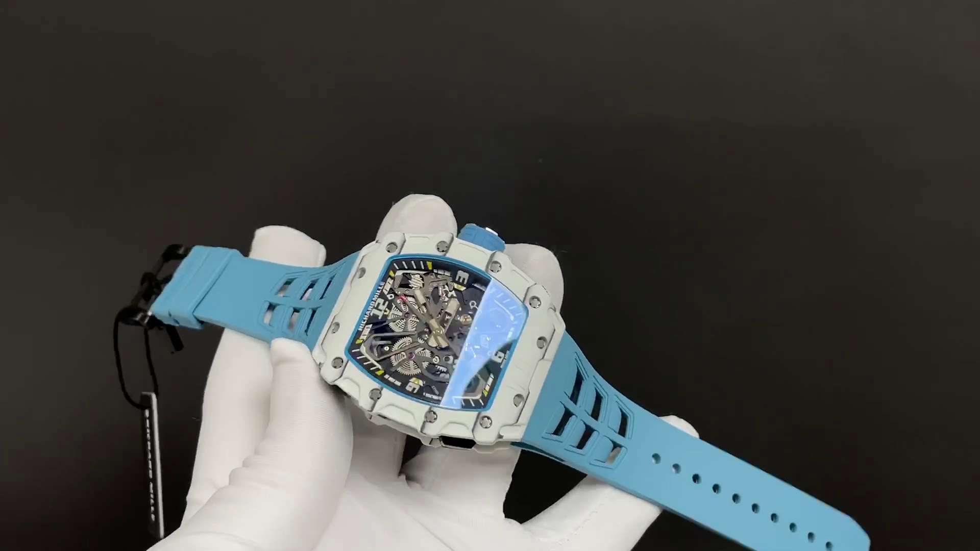 Best Swiss Richard Mille RM 35-03 Replica Rafael Nadal Watch for Men | White Carbon Fiber Case | Blue Strap
