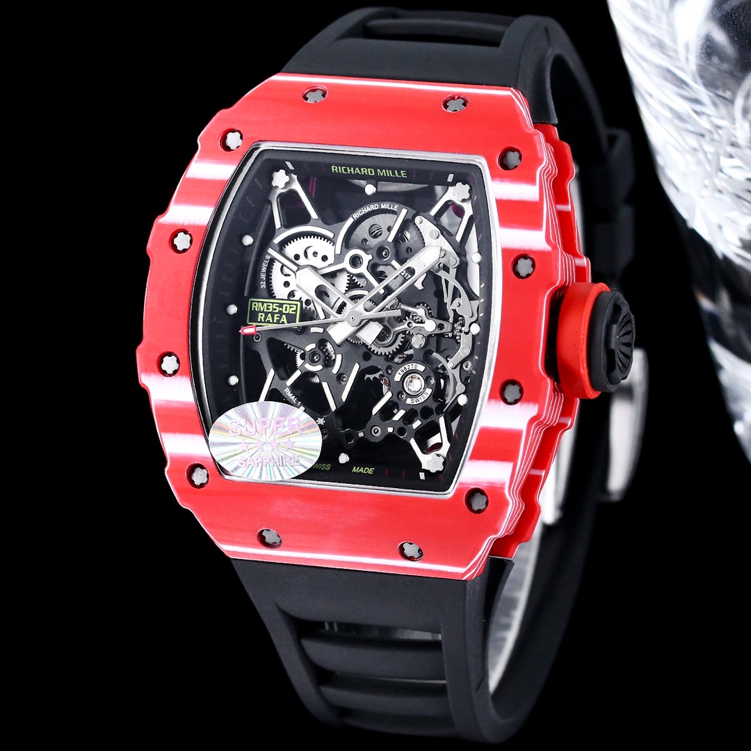Richard Mille RM 35-02 Rafael Nadal Replica – Bold Red Case, Swiss Tourbillon Movement, Sport Watch For Men
