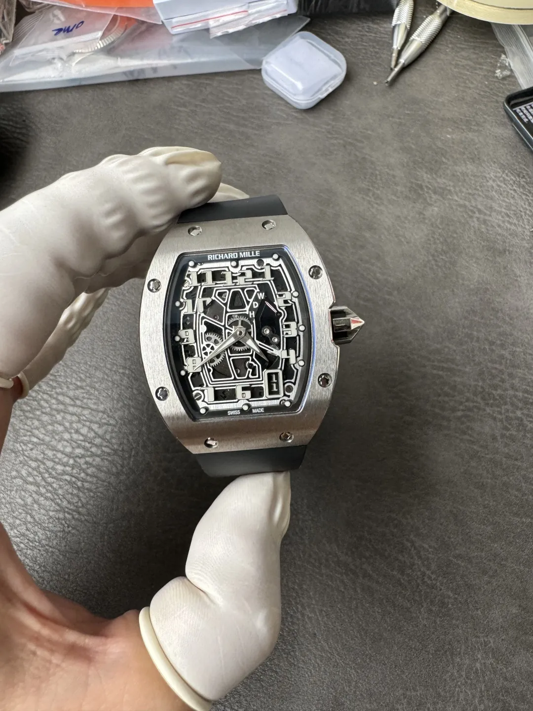 Richard Mille RM 67-01 Ultra Thin Titanium Skeleton Replica Watch Black Rubber