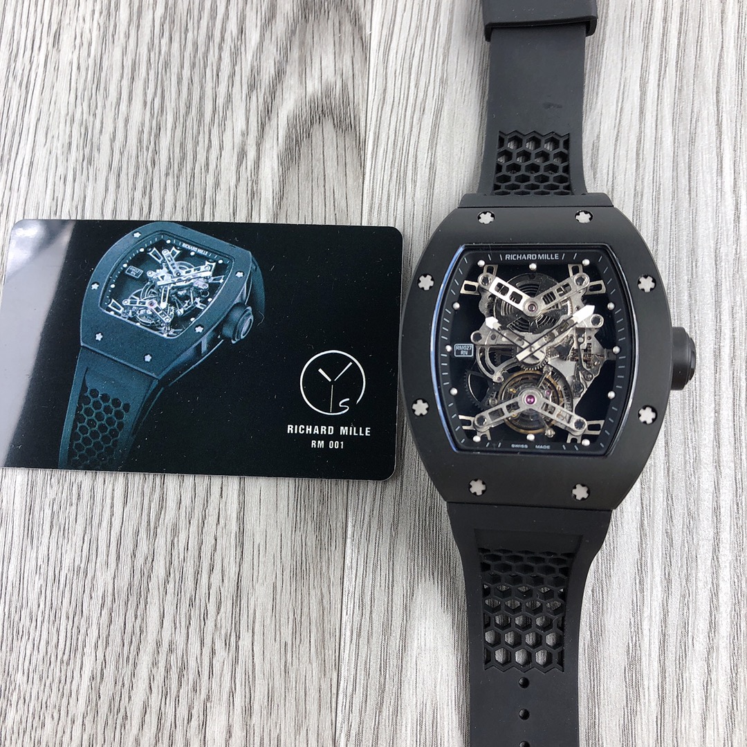 Richard Mille RM 027 Rafael Nadal Tourbillon Carbon Titanium Case Super Clone Skeleton Dial Luxury Sports Watch