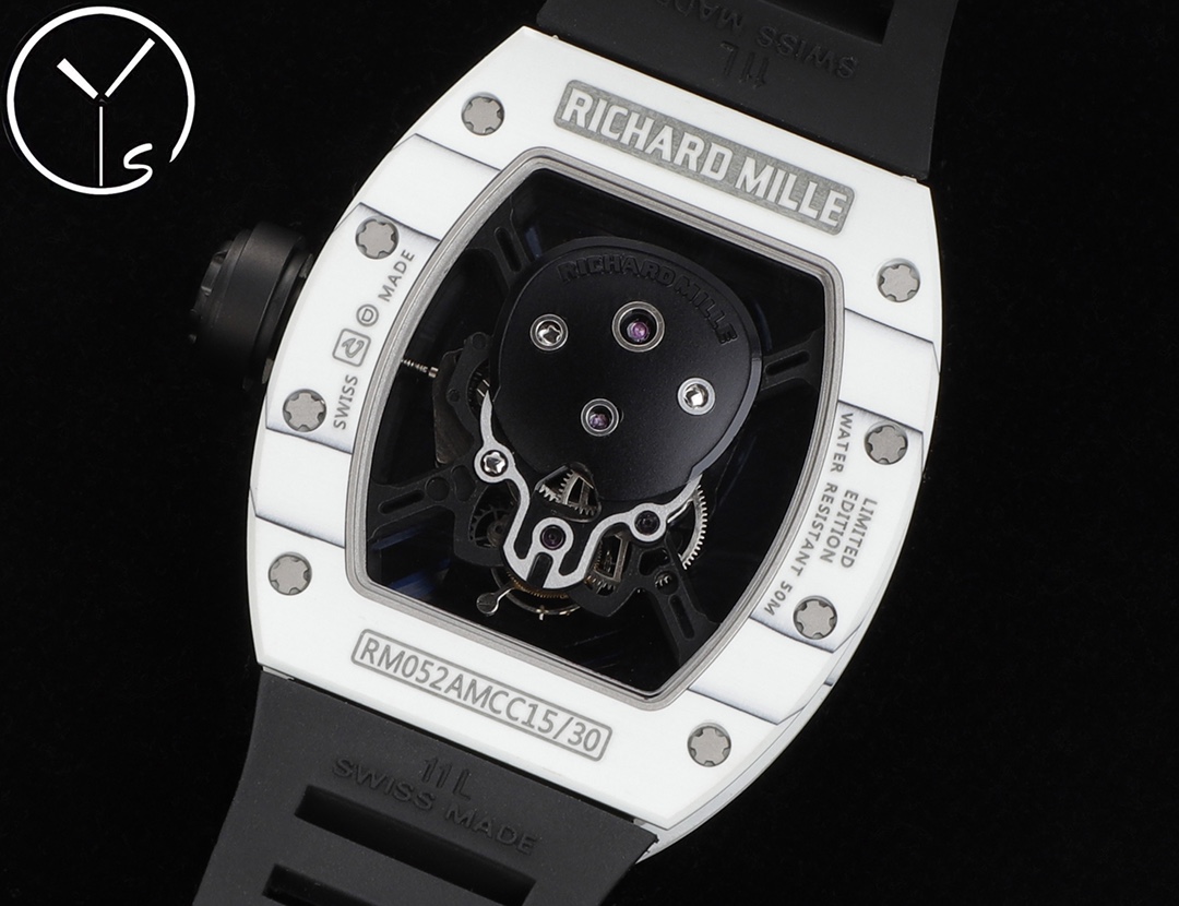 Best Swiss Replica Richard Mille RM52 Skull Tourbillon Watch with Rubber Strap