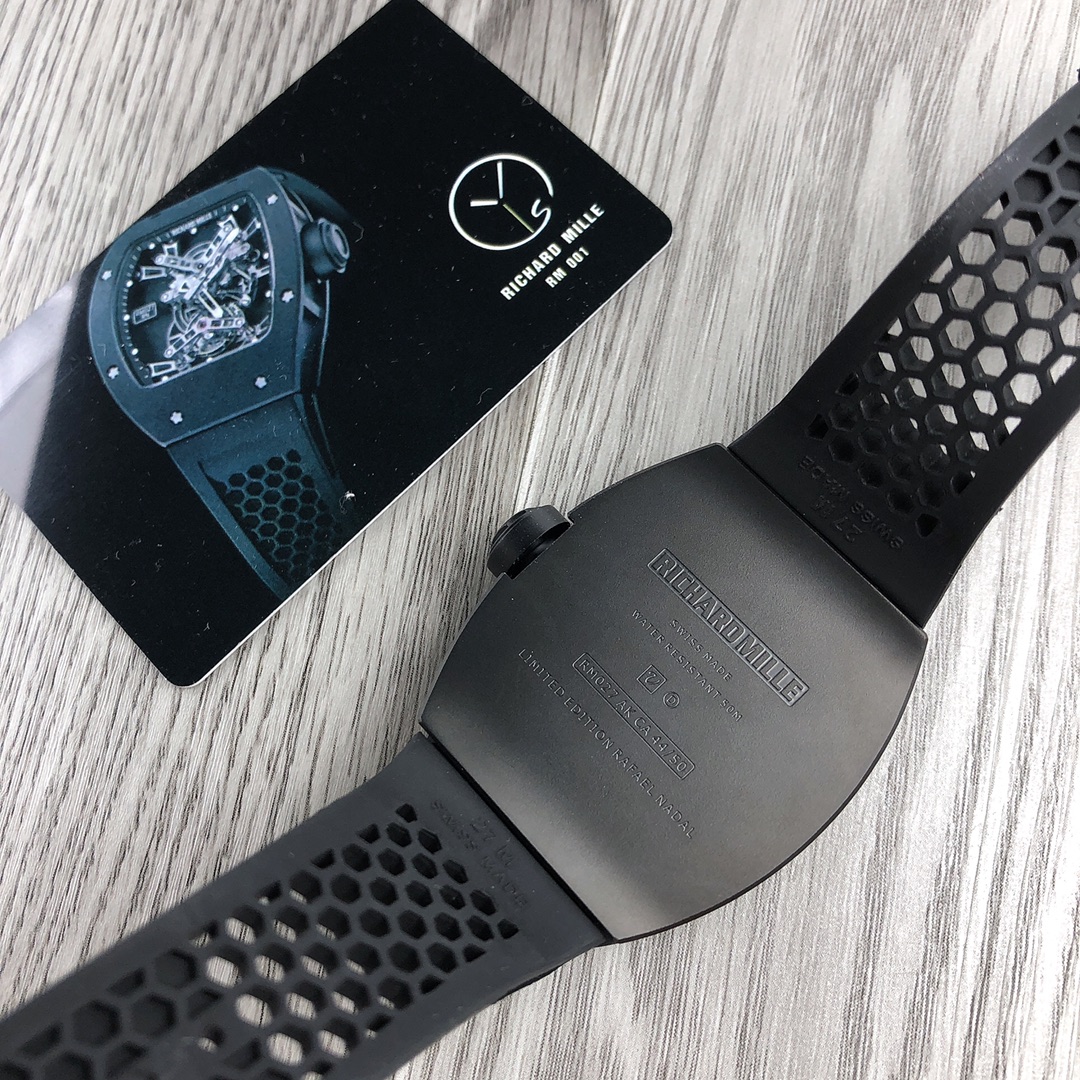 Richard Mille RM 027 Rafael Nadal Tourbillon Carbon Titanium Case Super Clone Skeleton Dial Luxury Sports Watch